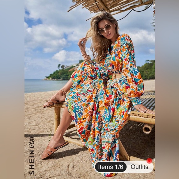 Shein Vcay Printed Maxi Dress - Picture 3 of 10